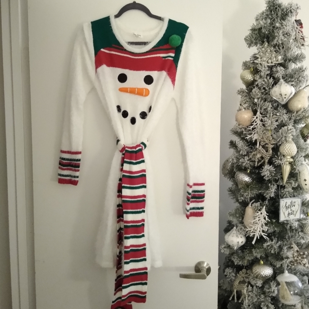 Festive Snowman Sweater Dress